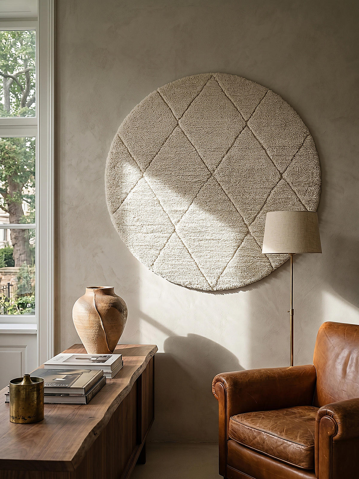 RUNDTEPPICH Berber ATRIO Polypropylen Creme 120 x 120 cm - Beige, Textil (120/120cm) - KADIMA DESIGN