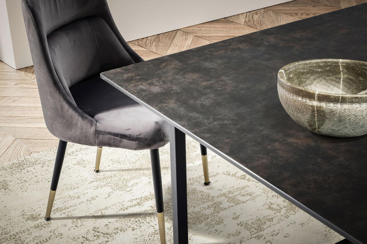 ESSTISCH Glas Keramik Marmoroptik Designer 180x90 ARCTIC, Schwarz 180x90x76 cm - Schwarz, Glas/Metall (90/180/76cm) - KADIMA DESIGN