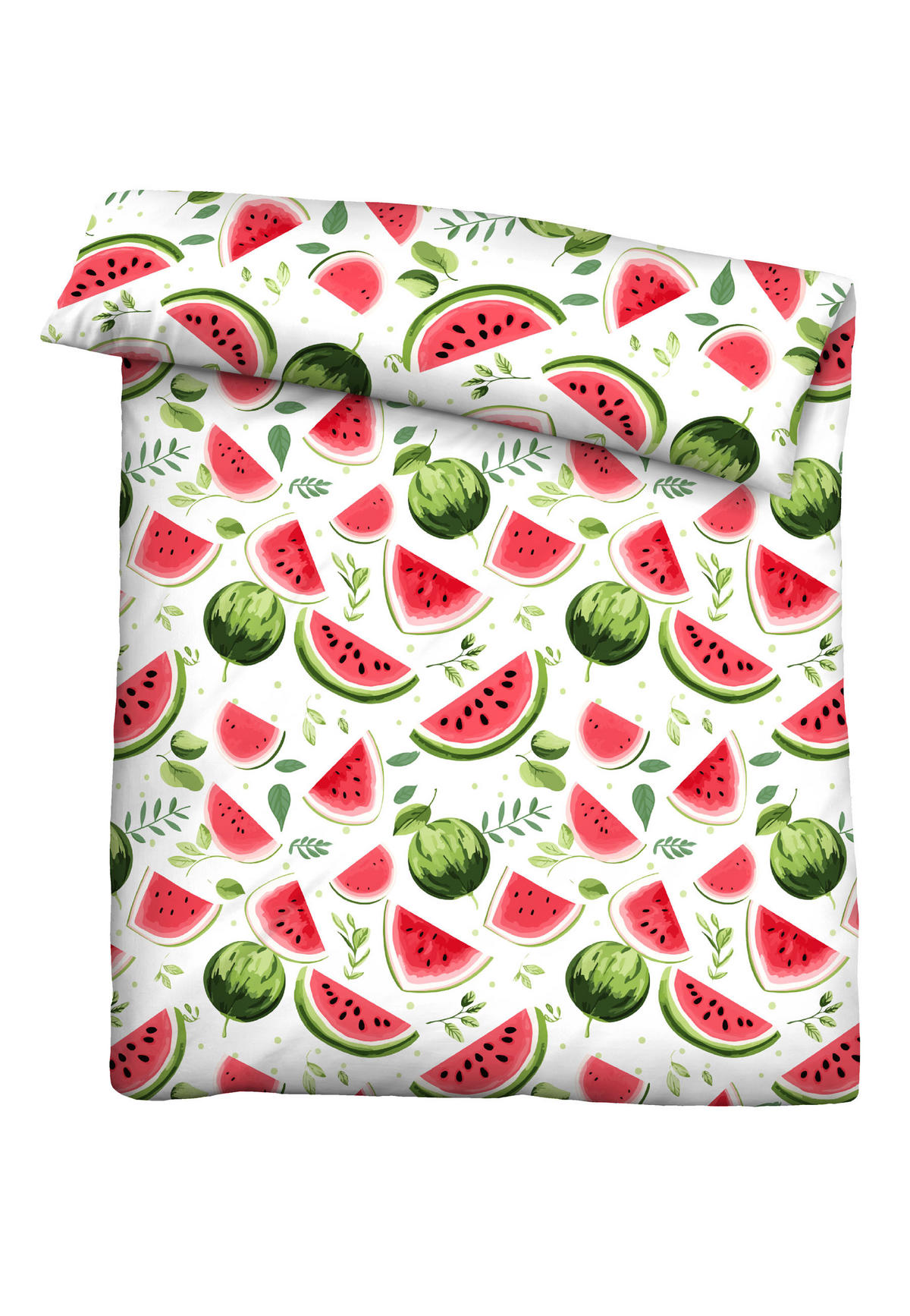 BETTWÄSCHE-GARNITUR Renforcé Wassermelone rot, 135x200 cm + 80x80 cm - Rot, Textil (135/200cm) - Castell