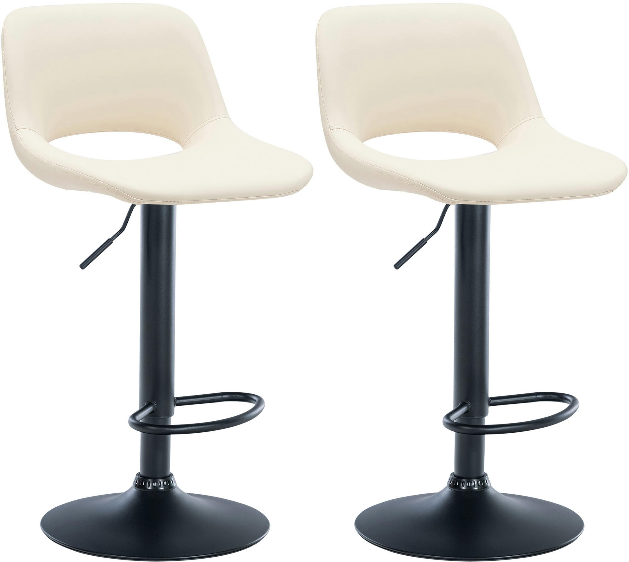 BARHOCKER 2er Set Lederlook creme - Creme/Schwarz, Textil/Metall (42/86/46cm) - CLP