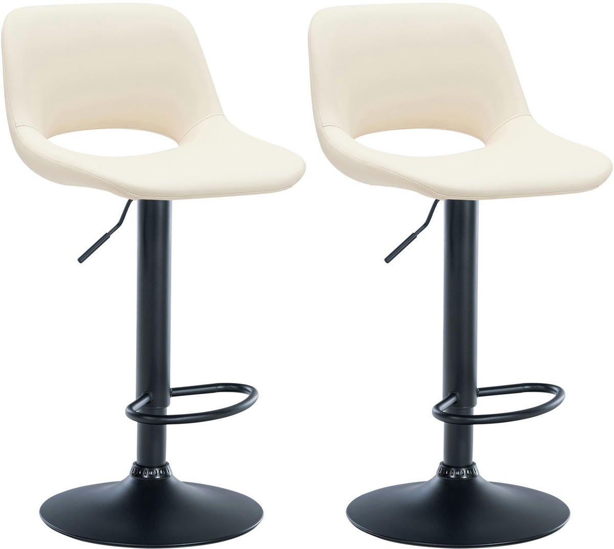 BARHOCKER 2er Set Lederlook creme - Creme/Schwarz, Textil/Metall (42/86/46cm) - CLP