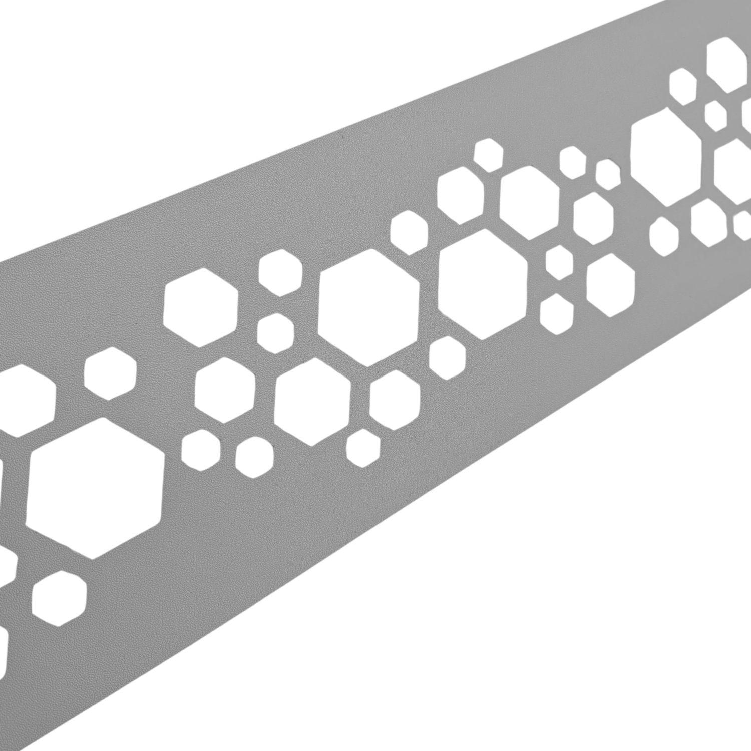 SICHTSCHUTZSTREIFEN PREMIUM Dekor Hexagon Einzelstreifen Lichtgrau 2,55m - Hellgrau, Kunststoff (255/19cm) - ZAUN|ZU