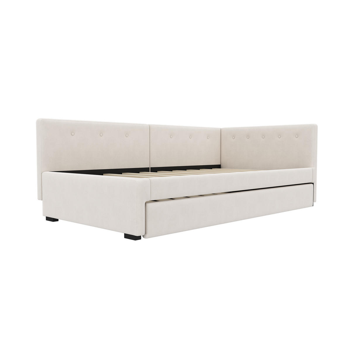 TAGEBETT 90x200cm Beige mit Rollbett minimalistisch - Beige, Holz (90/200cm) - FLIEKS