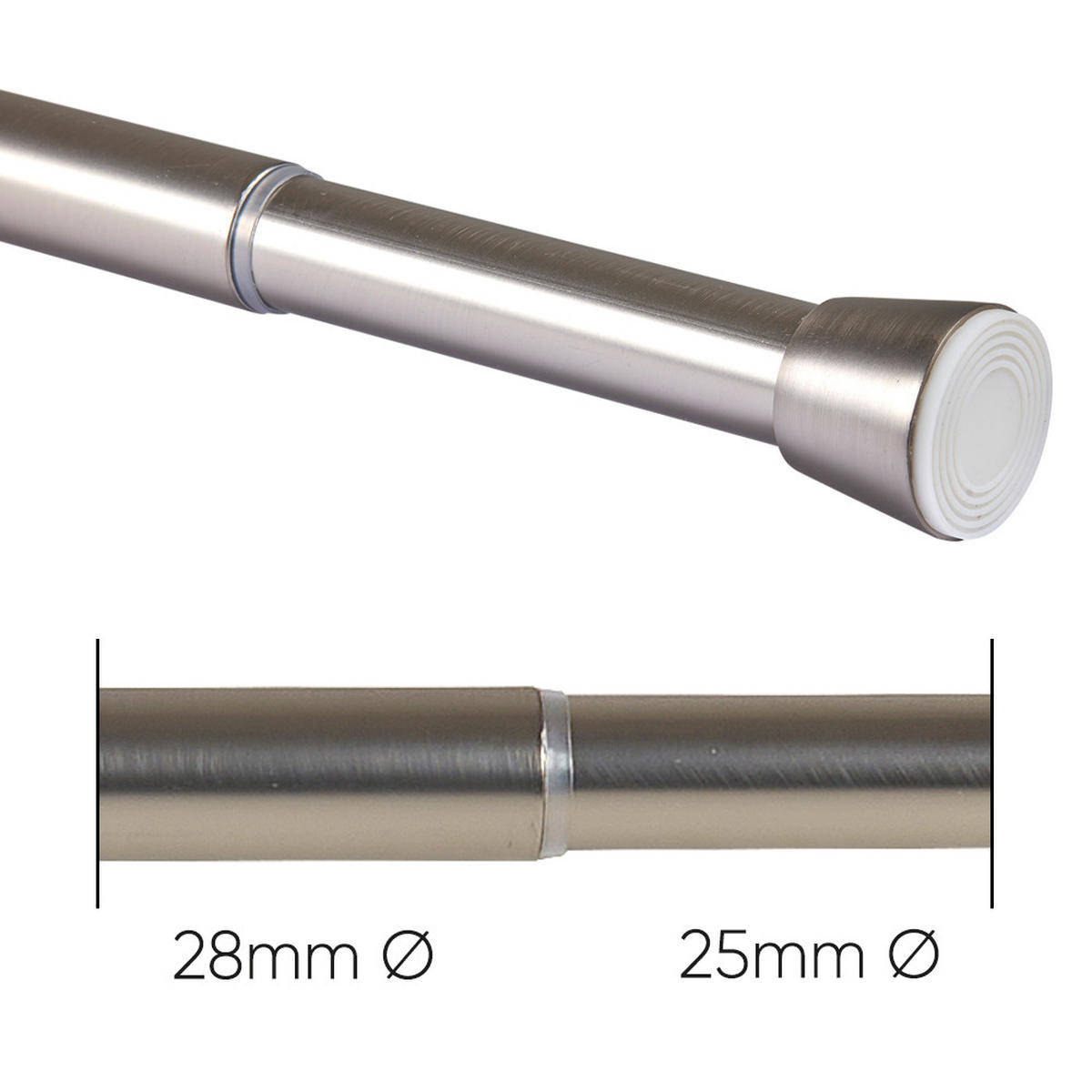 TELESKOP-VORHANGSTANGE mit Spannbefestigung Ø28 mm – Silber (50–80 cm) - Grau, Metall (2.8/80cm) - STORESDECO