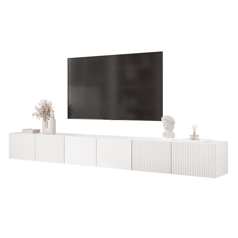 TV-LOWBOARD ANGEL mit LED-Beleuchtung, 300 cm Weiß matt - Weiß, Holzwerkstoff (300/36/40cm) - Idohome