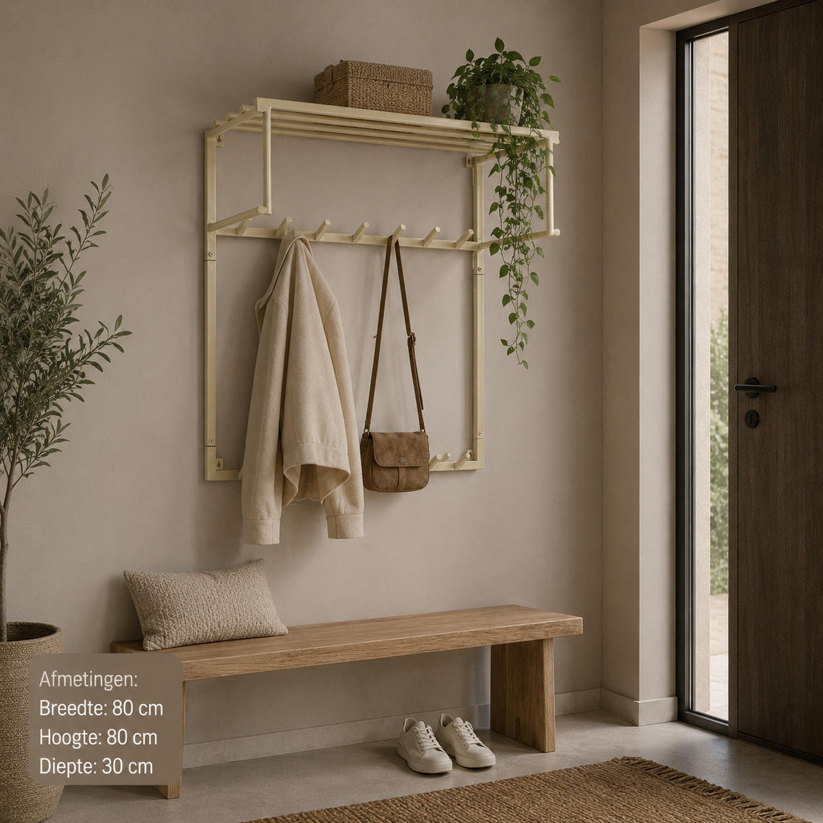 KLEIDERABLAGE Eddy XL - Beige, Metall (80/80/30cm) - LOFT42