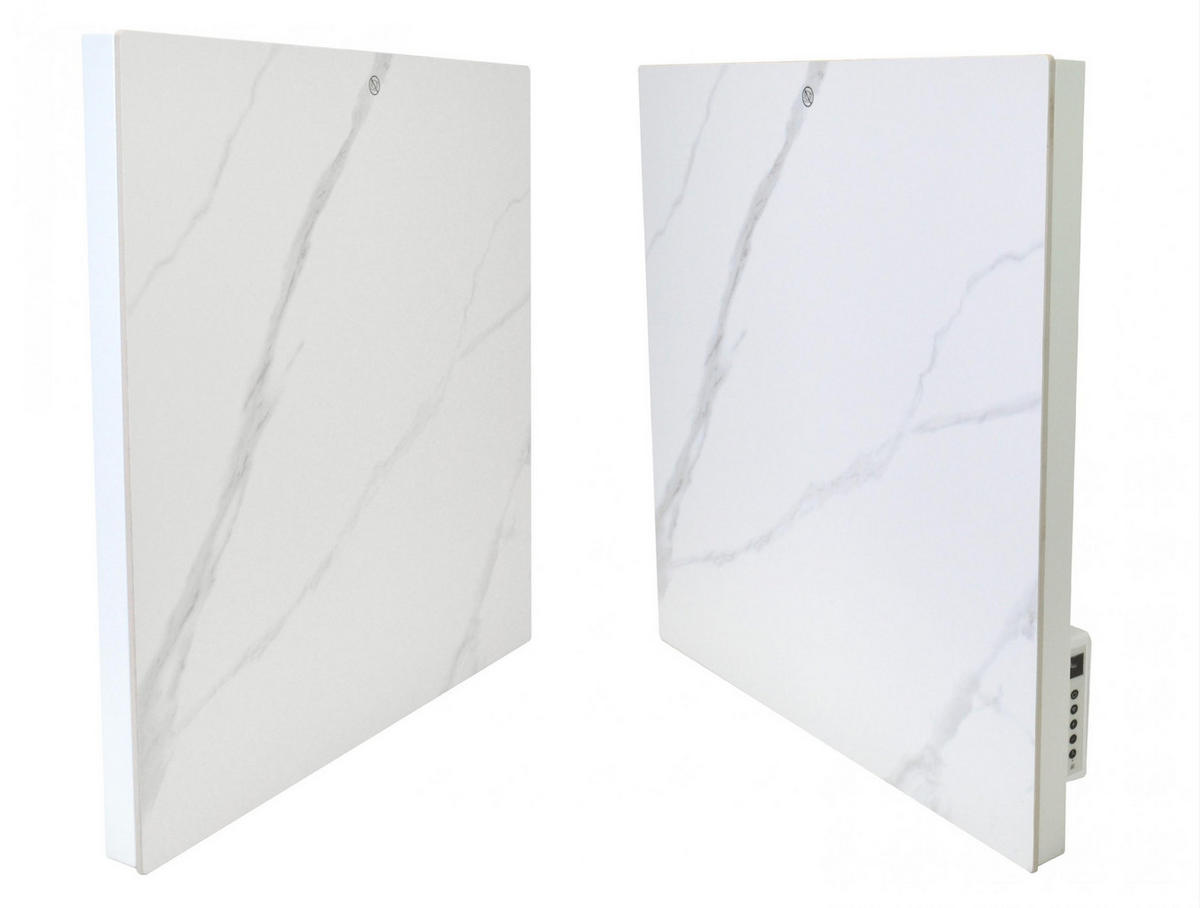HEIZKÖRPERPANEEL Weiß mit Marmoreffekt und WiFi-App-Steuerung 500 W - Weiß, Keramik (60/60/7cm) - Purline