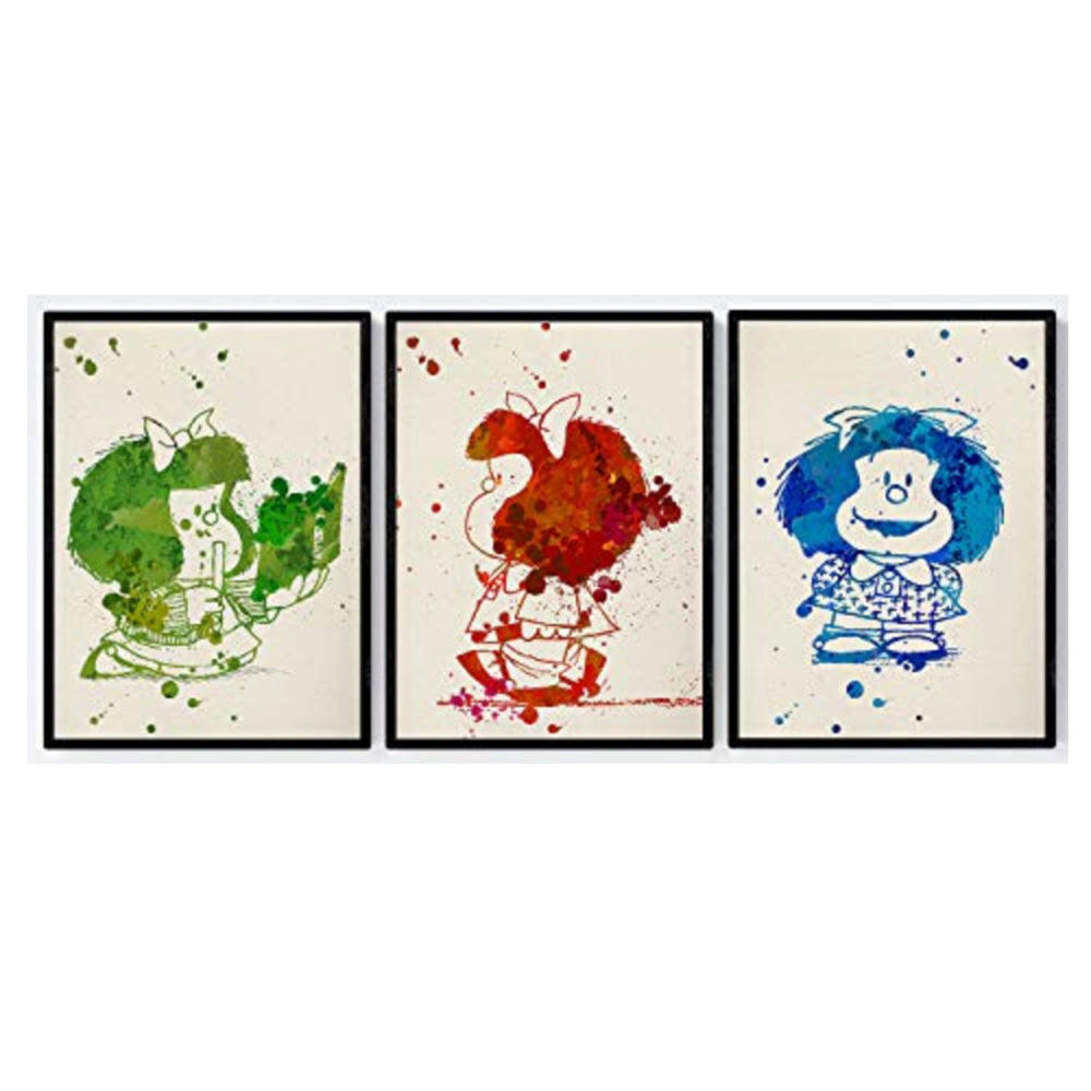 POSTER Set Mit 3 Mafalda Aquarell 30X40cm Rahmenlos - Klar, Papier (30/5/40cm) - Nacnic