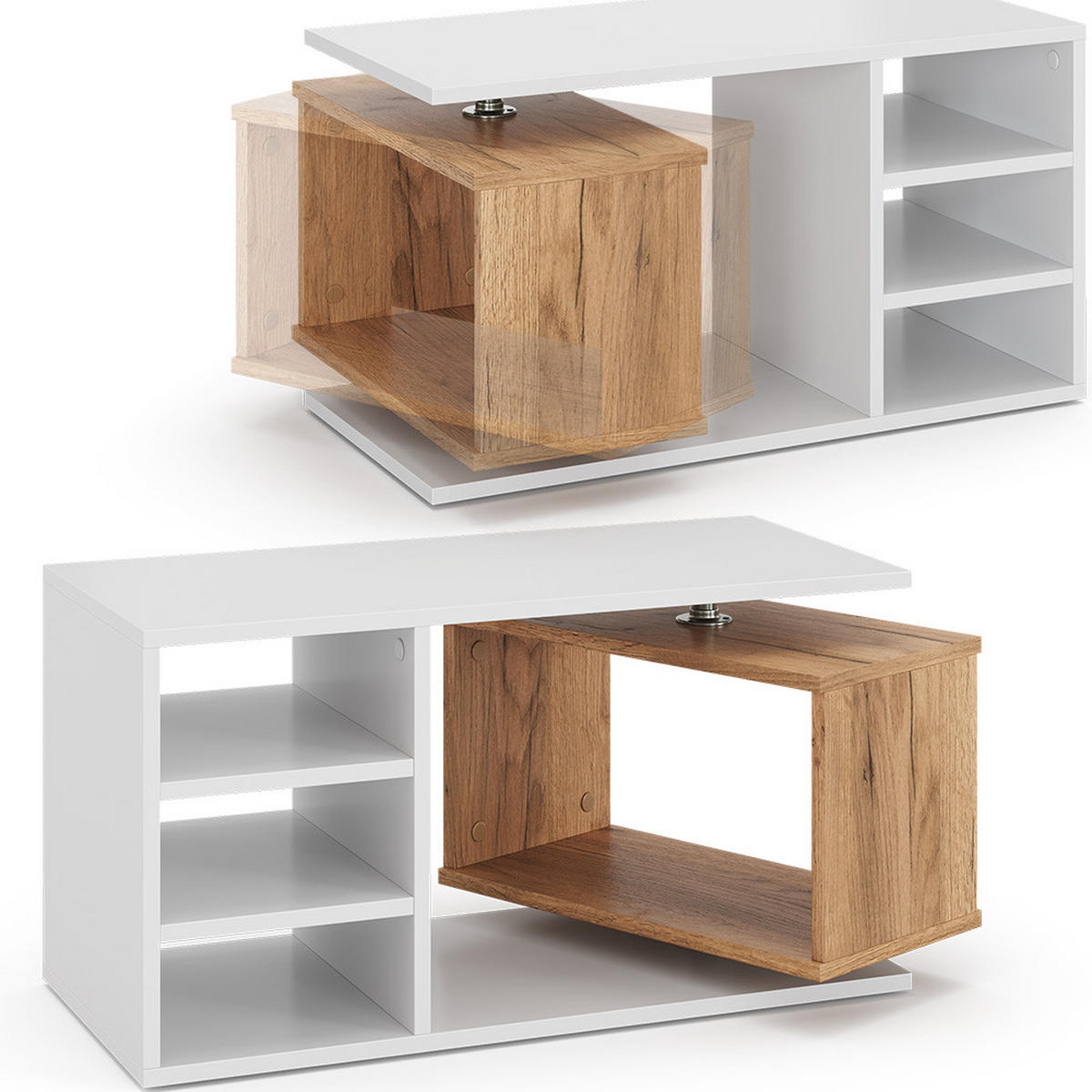 COUCHTISCH Rafi Weiß 88 x 35 cm - Eichefarben/Weiß, Holzwerkstoff (35/88/40cm) - Vicco