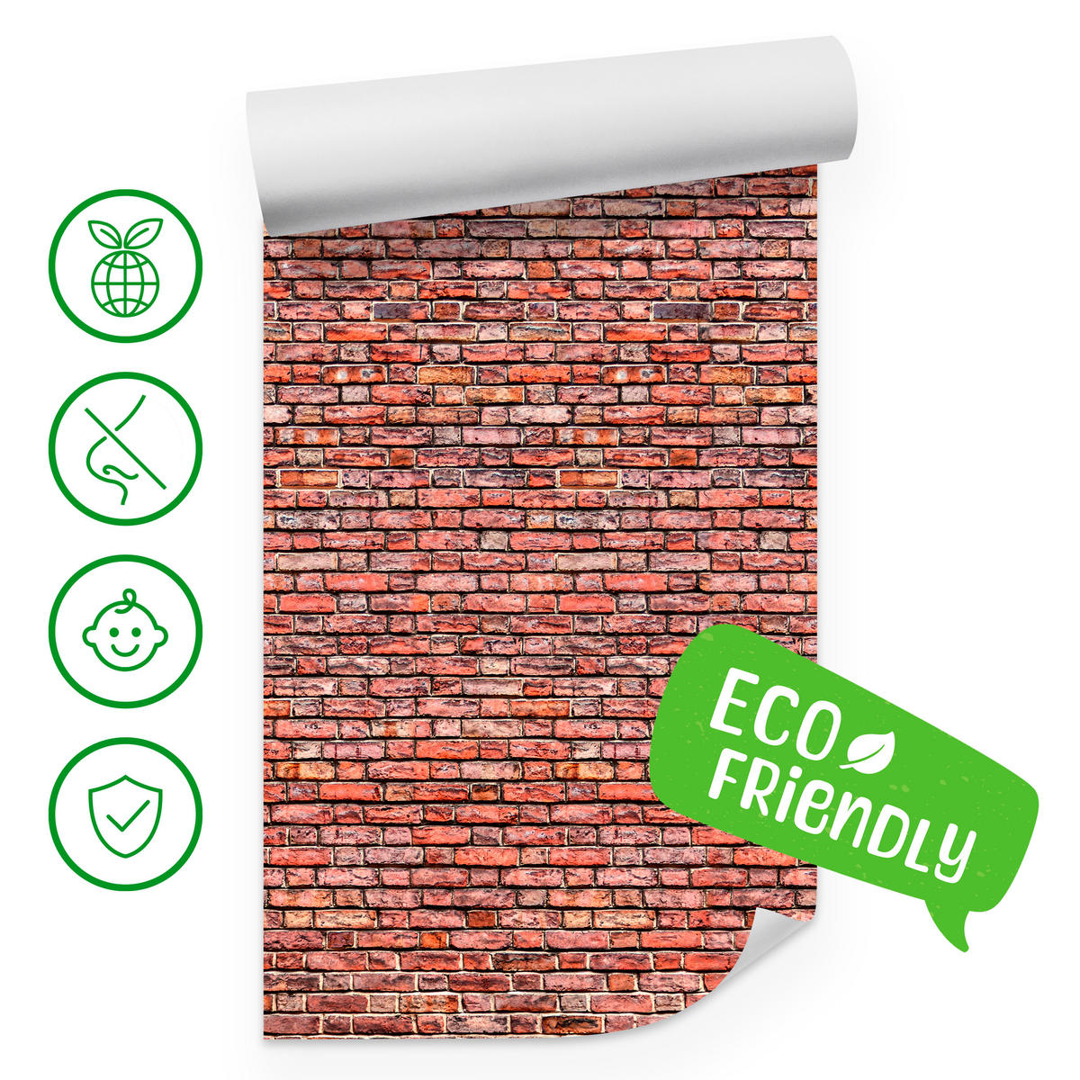 FOTOTAPETE für Wohnzimmer Alter Ziegelstein Roter Wand Rustikal 350x256 - Rot/Orange, Papier (350/256cm) - Muralo