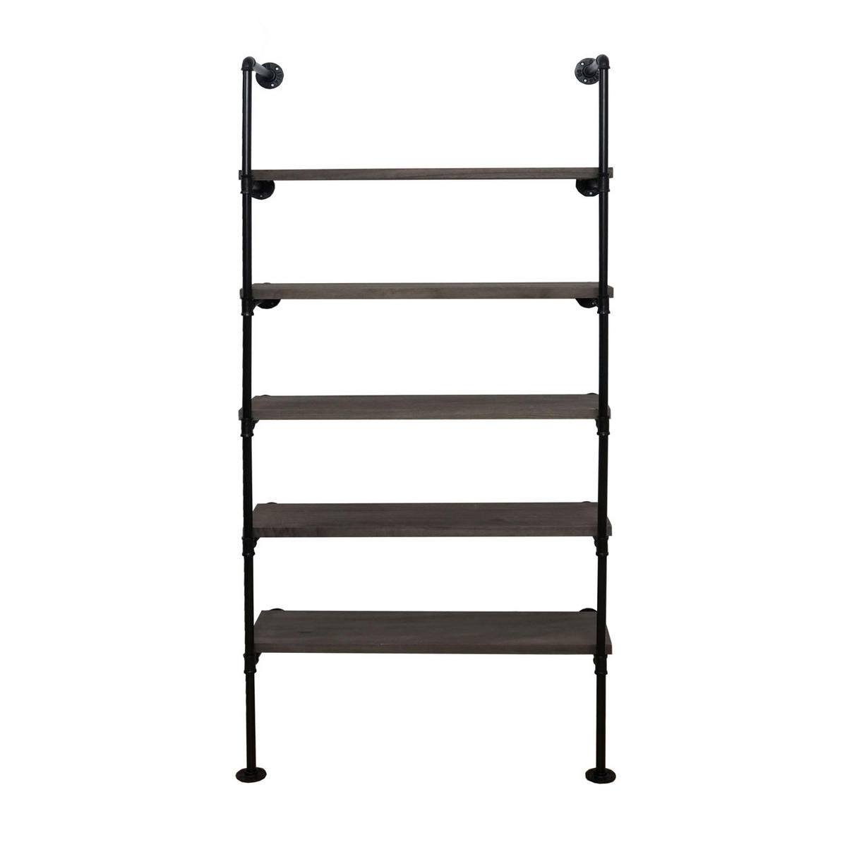 STANDREGAL 165x80x28cm Industriedesign Holz Metall Grau-braun - Graubraun, Metall (80/165/28cm) - BERLINLODGE