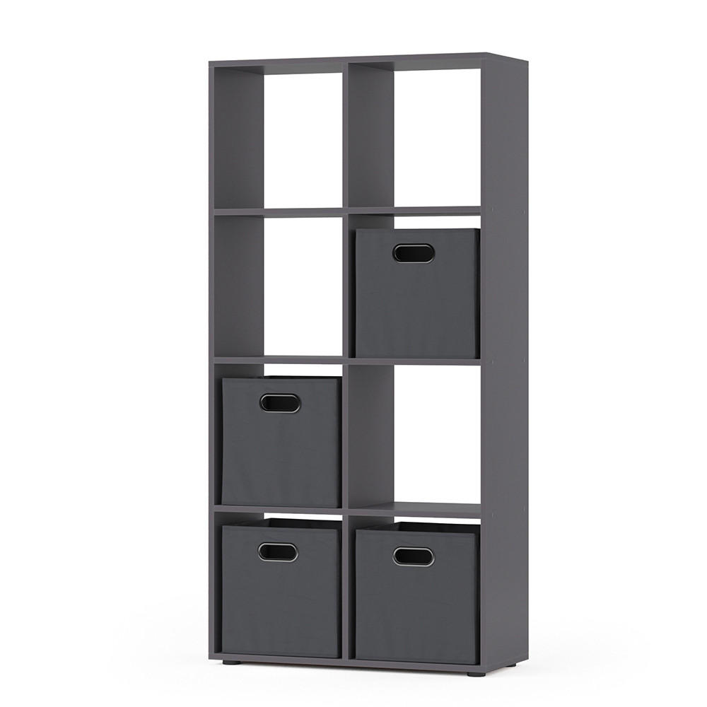 RAUMTEILER Scutum Grau 143 x 72 cm mit 4 Faltboxen - Grau, Holzwerkstoff (143/72/29cm) - Vicco