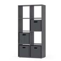 RAUMTEILER Scutum Grau 143 x 72 cm mit 4 Faltboxen - Grau, Holzwerkstoff (143/72/29cm) - Vicco