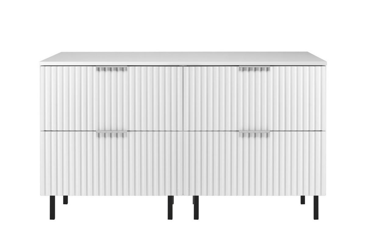 WASCHBECKUNTERSCHRANK, Schwarz, 120 (2 x 60) x 77 x 46 cm, silberner Griff, schwarze Beine + Arbeitsplatte - Silberfarben/Schwarz, Holzwerkstoff (120/77/46cm) - 3XE LIVING
