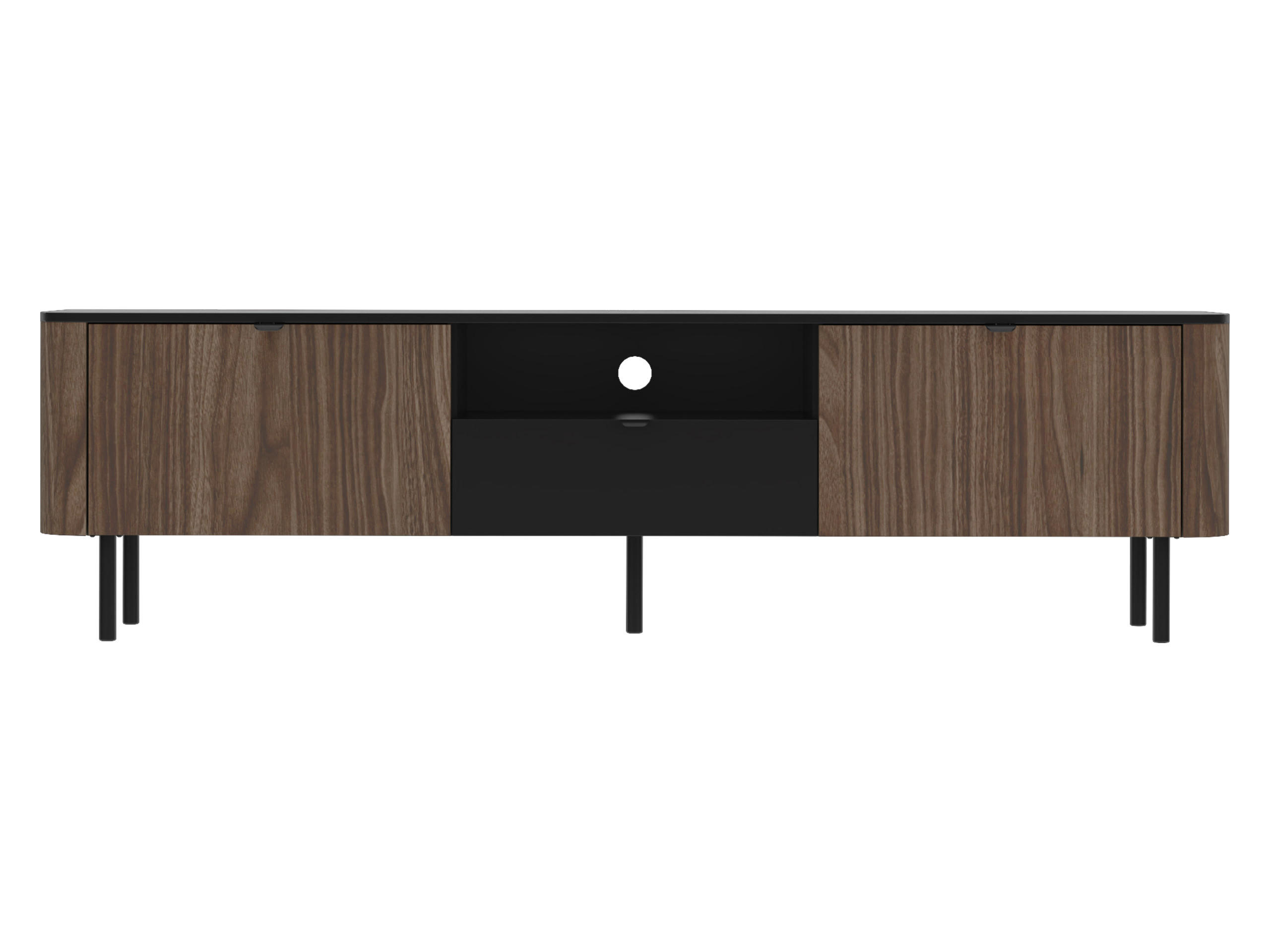 TV-ELEMENT Pero 200 01 - Nussbaumfarben/Schwarz, Holzwerkstoff/Metall (200/55/39cm) - MIRJAN24