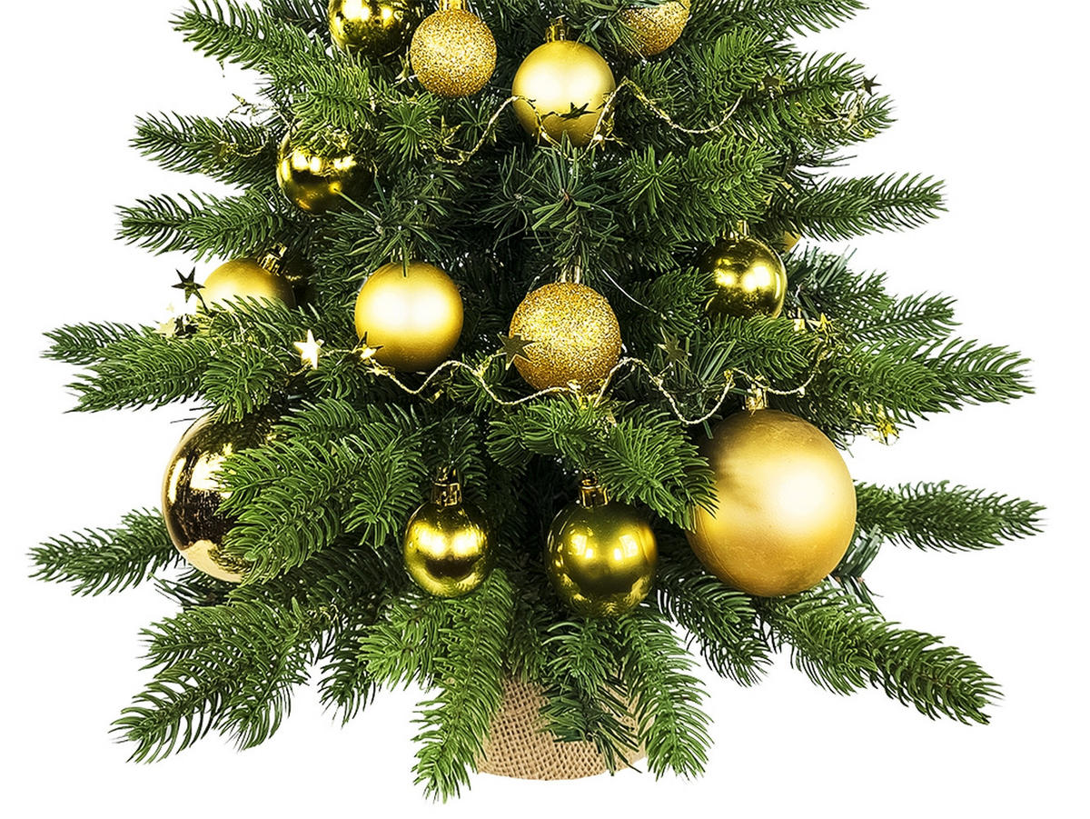 LAALU WEIHNACHTSBAUM geschmückt künstlich GOLDEN CHRISTMAS II 60 cm mit LED-Beleuchtung IN FLOWER - Goldfarben/Grün, Kunststoff (60cm) - LAALU