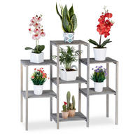 BLUMENREGAL - Grau, Holz (95/86/29cm) - Relaxdays