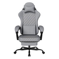 GAMING-STUHL ergonomisch verstellbar Leder Grau mit Fußstütze - Grau, Kunststoff (63/120.5/58.5cm) - Meubliv
