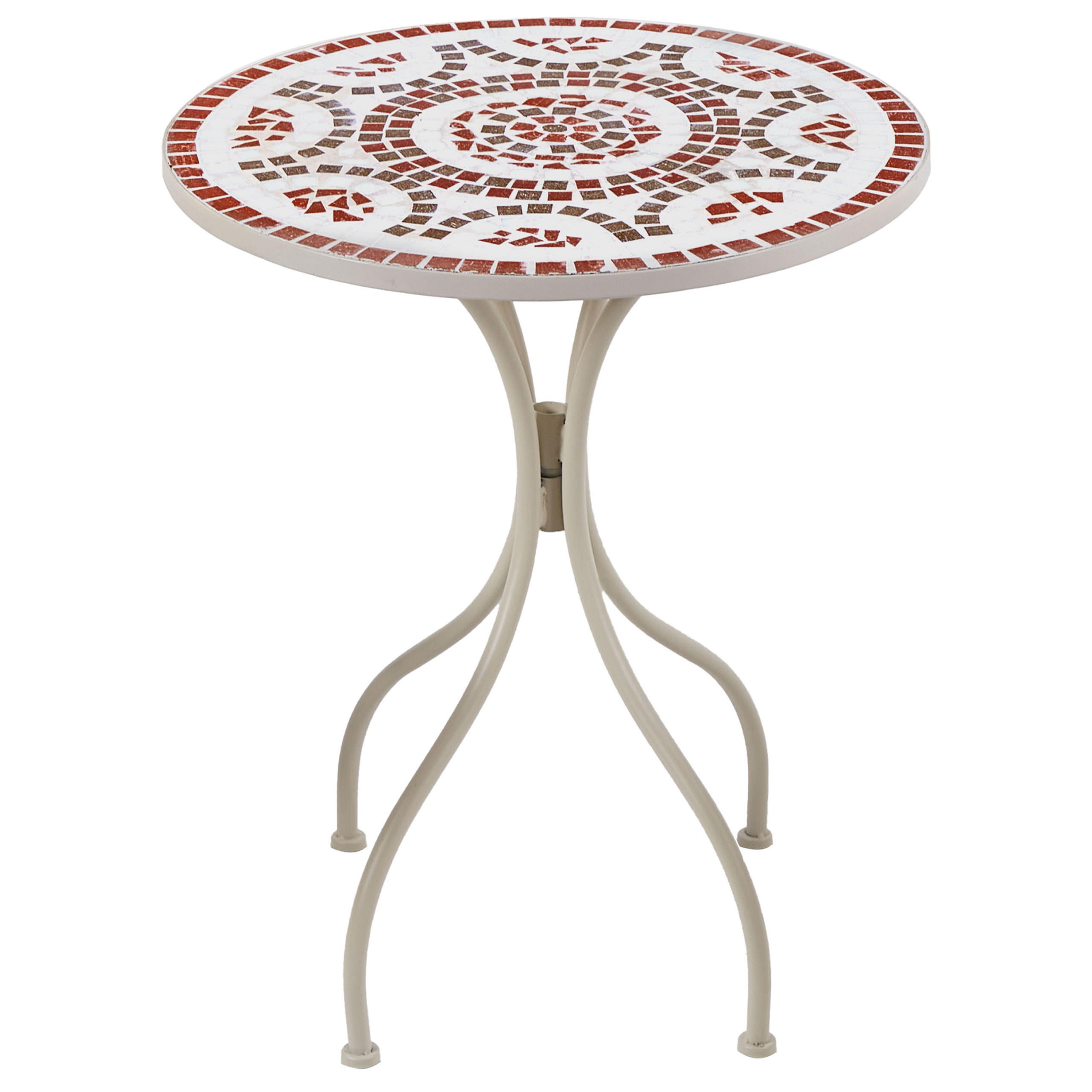 GARTENTISCH Weiß Spello - Rot/Weiß, Metall (60/60/74cm) - Beliani