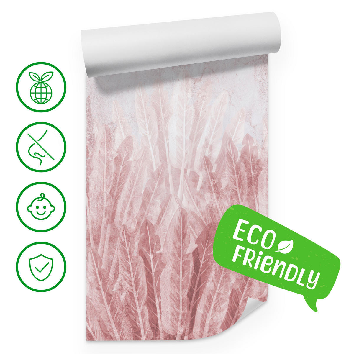 FOTOTAPETE Bananenblätter Beton Abstraktion Retro 350x256 - Rosa, Papier (350/256cm) - Muralo