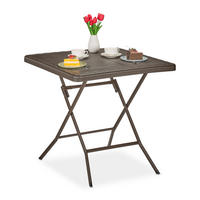 GARTENTISCH - Braun, Kunststoff/Metall (78/78/74cm) - Relaxdays