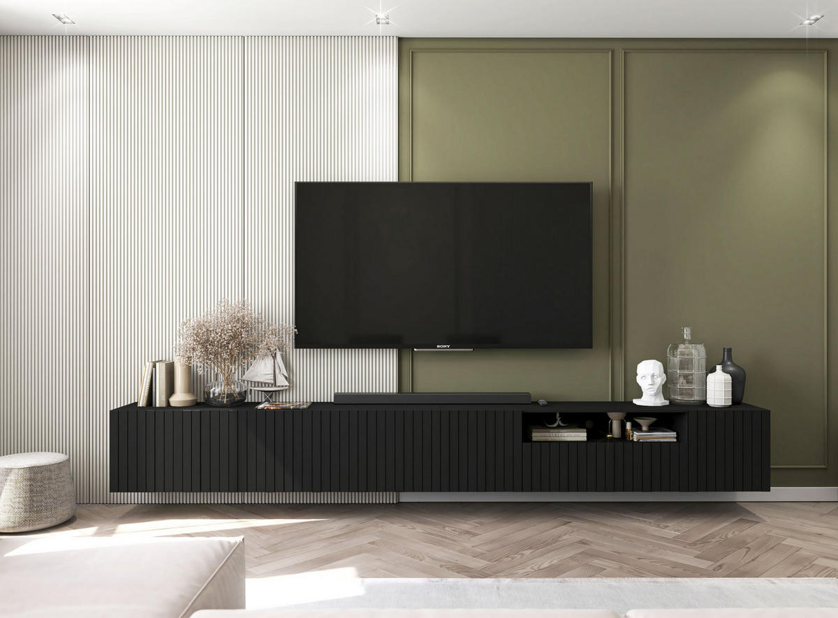 TV-LOWBOARD 2-er Set Elpis2 Schwarz Matt Glamour 150 cm - Schwarz, Holzwerkstoff (300/37.5/36.5cm) - Meble Lindner