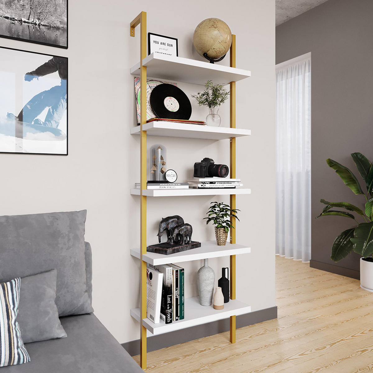 BÜCHERREGAL Ava Weiß 60 x 183 cm - Weiß, Holzwerkstoff (60/183/30cm) - Vicco