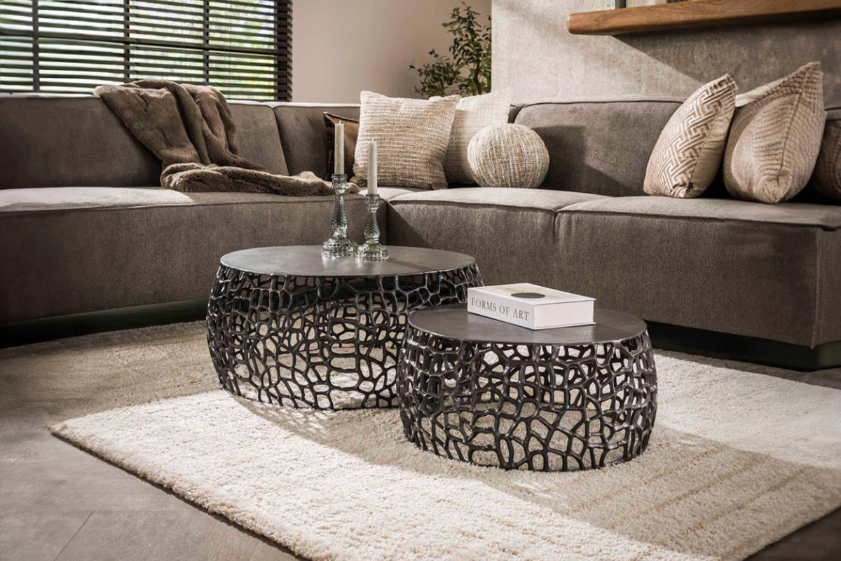 COUCHTISCH-SET SONO Schwarz Metall - Schwarz, Metall (75/75/30cm) - KAWOLA