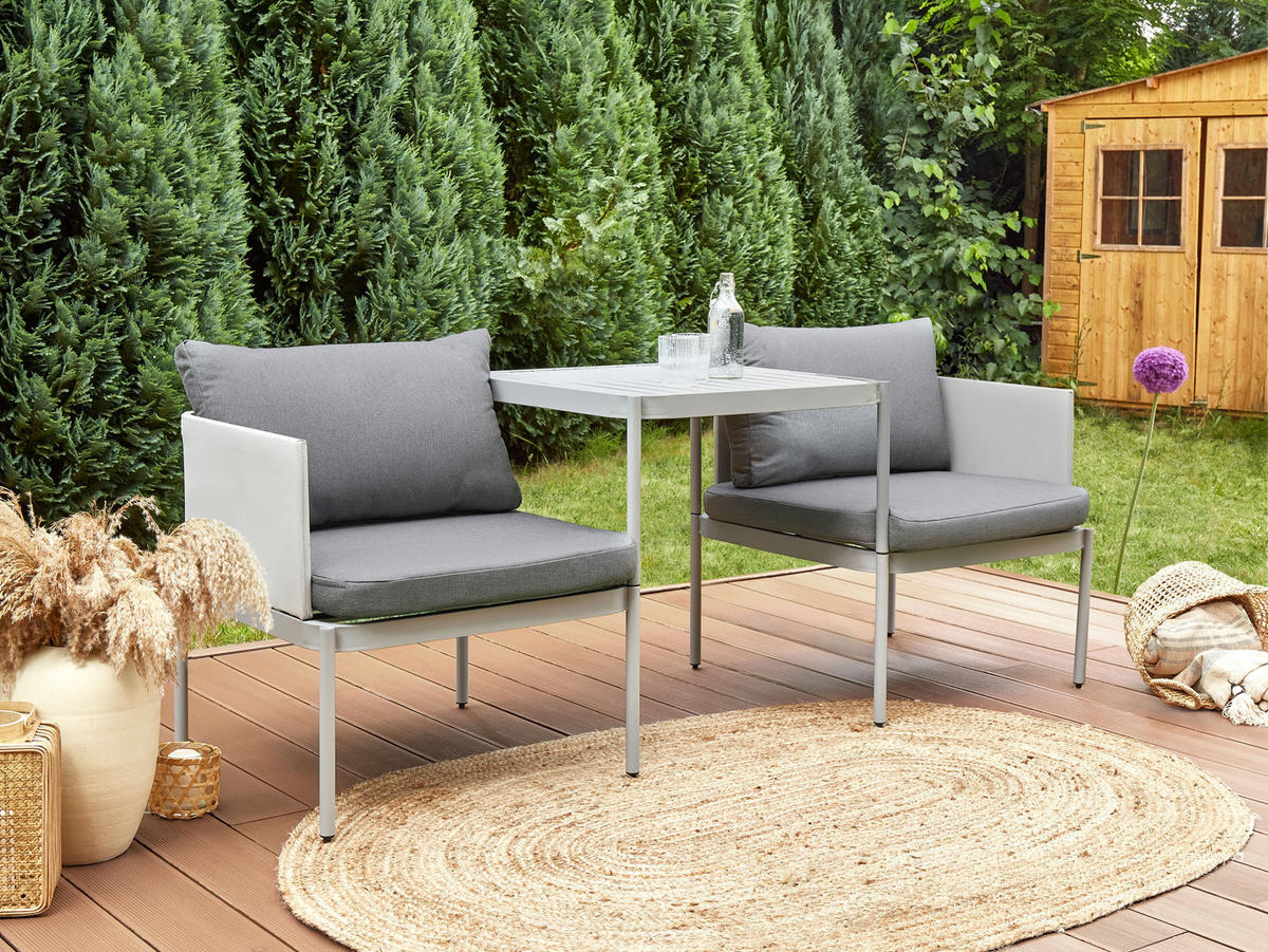 LOUNGE SET 2-Sitzer modular Grau Terracina - Grau, Metall - Beliani