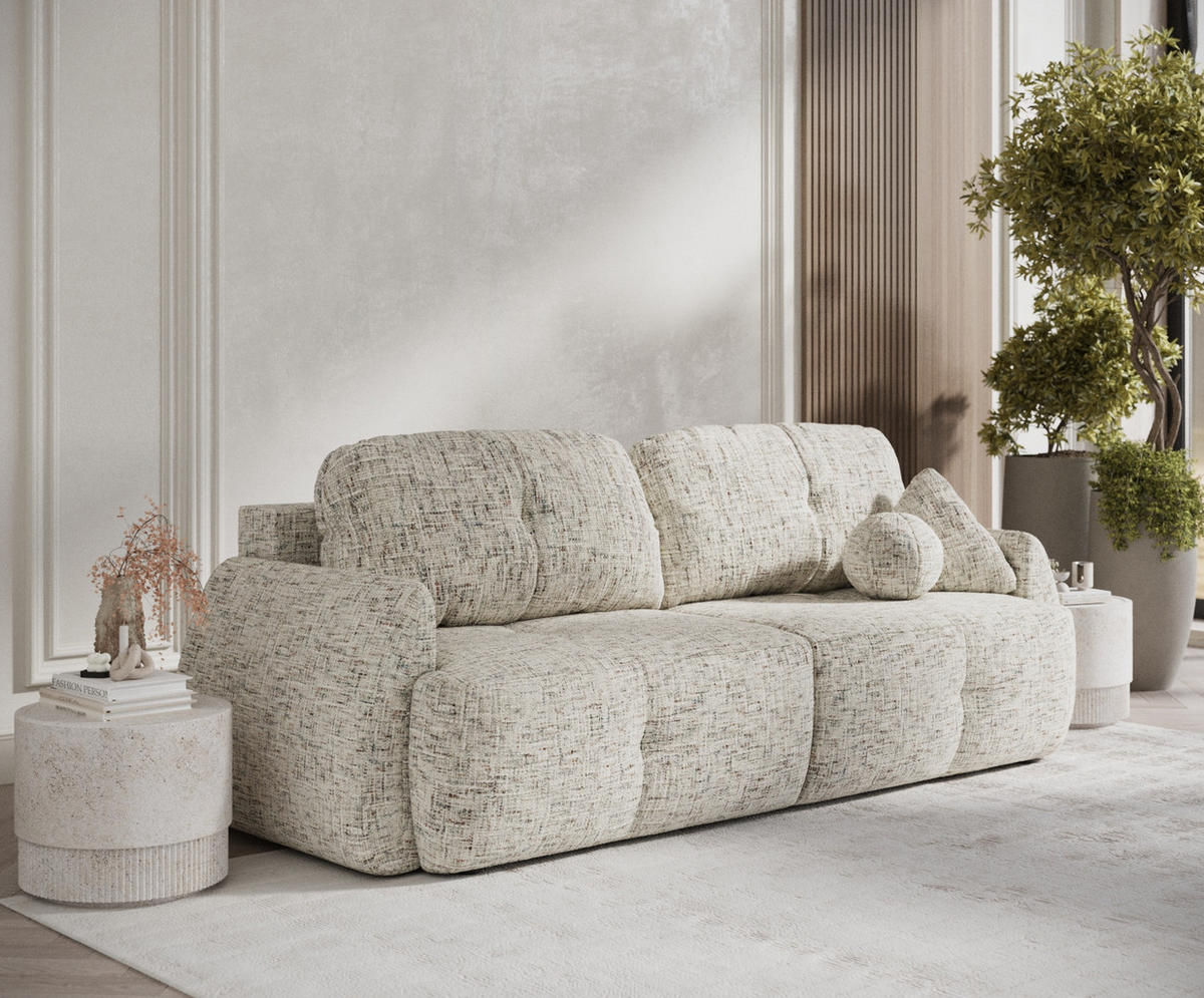 SCHLAFSOFA Loca Beige Webstoff - Beige/Schwarz, Holz/Holzwerkstoff (248/92/103cm) - Maison de Reve