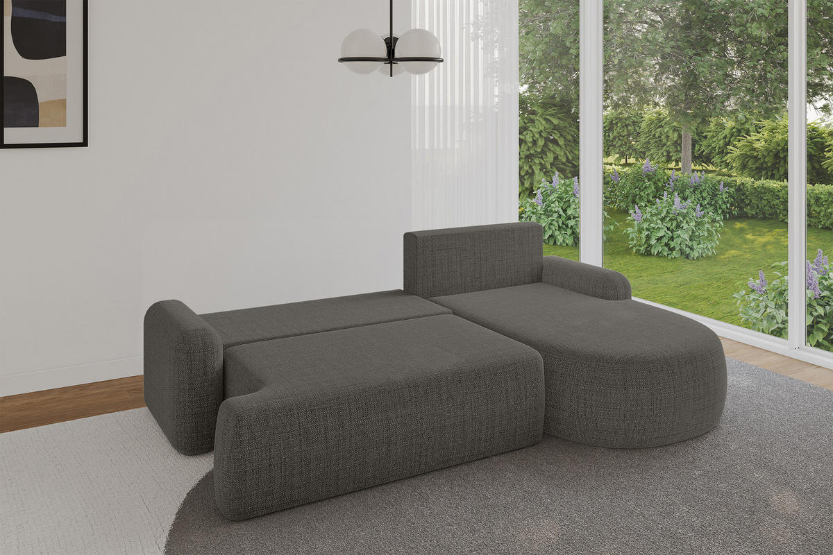 ECKSOFA mit Schlaffunktion und Bettkasten LIRA-L - 264x172x89 Grau - Grau, Holzwerkstoff/Textil (172/264cm) - ALTDECOR
