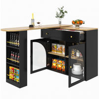 BARTISCH, MDF ausziehbar 138-204/39/104 cm mit Stauraum & 360° drehbar, Schwarz - Schwarz, Holzwerkstoff (39/104/138cm) - Redom
