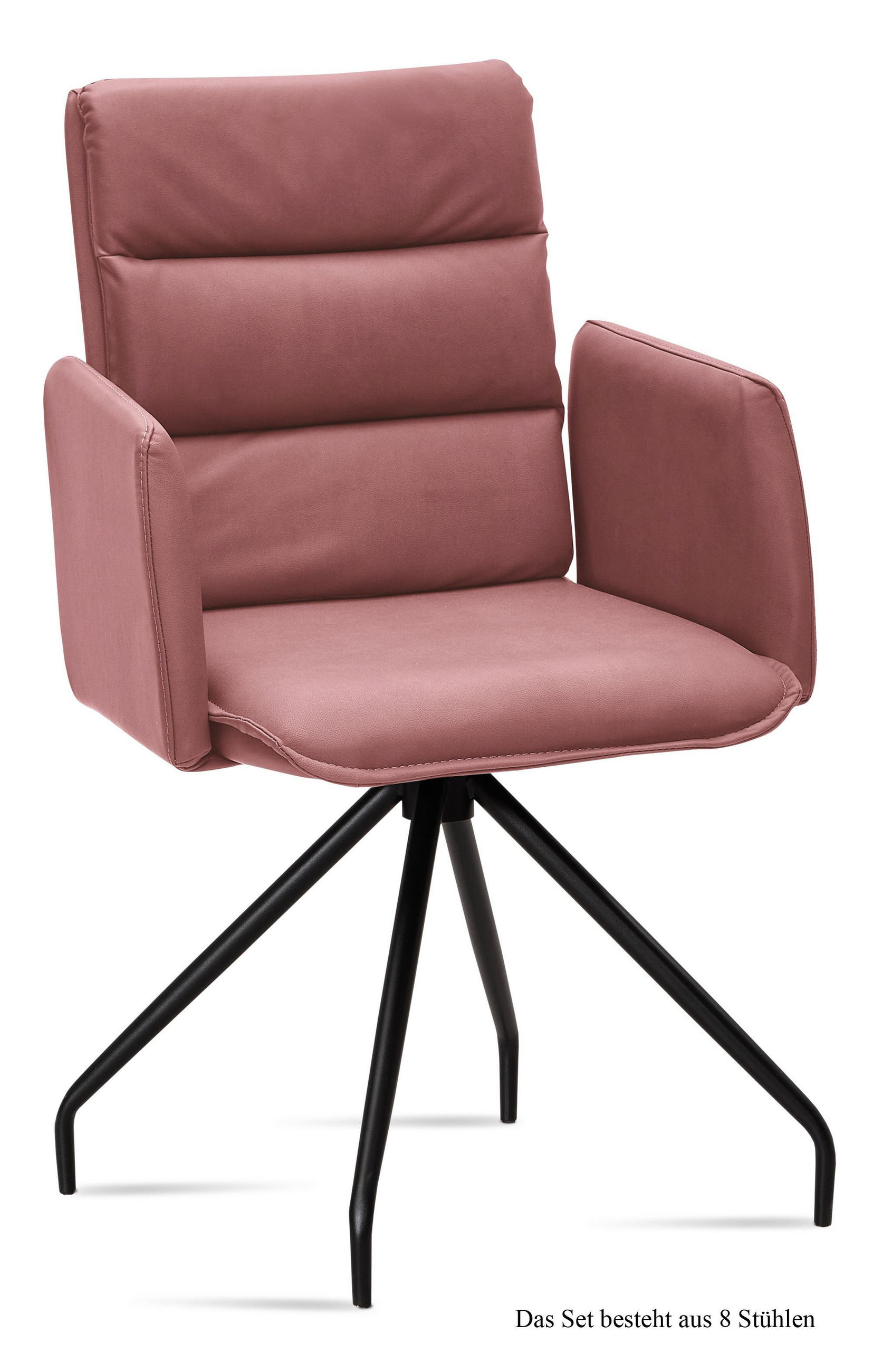 ARMLEHNSTUHL (8er-Set) Dianne 52x92x60 Schwarz/Rosewood - Dunkelrosa/Schwarz, Kunststoff (60/92/52cm) - 58aufmkessel