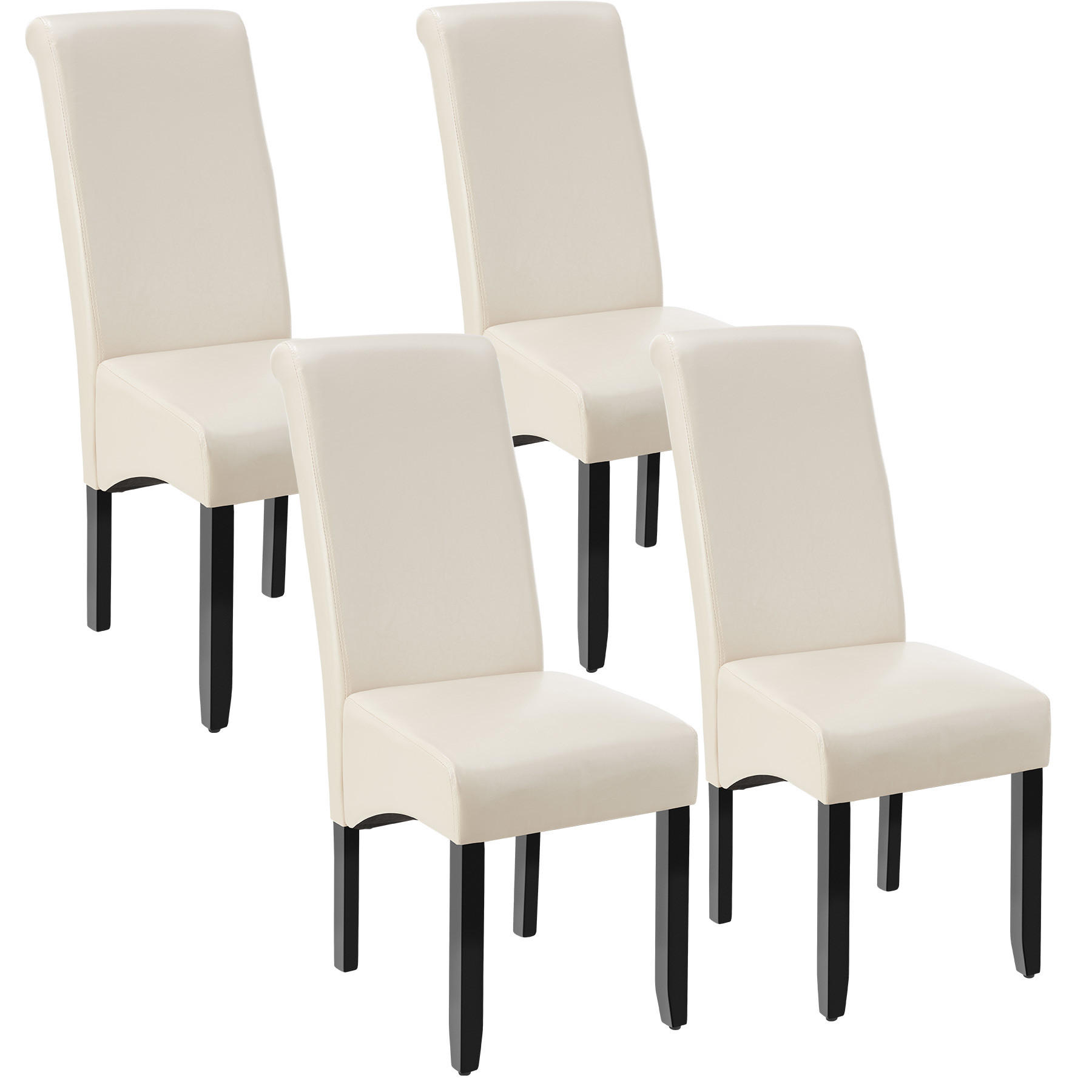 ESSZIMMERSTUHL 4er Set 44 x 63 x 106 cm creme - Creme, Textil (44/106/45cm) - tectake