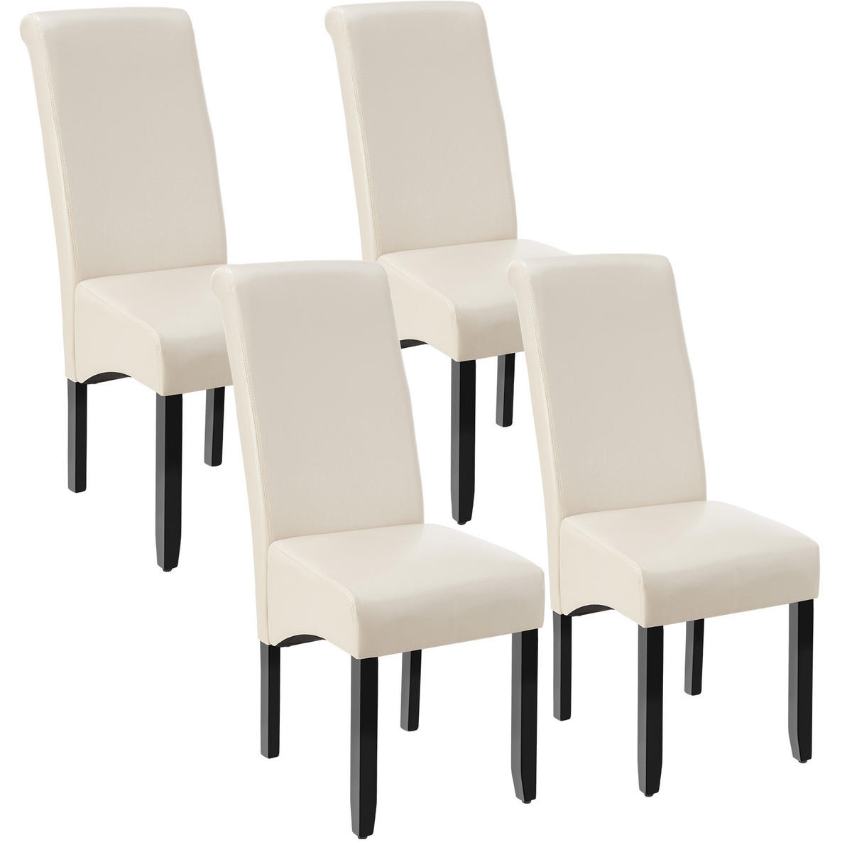 ESSZIMMERSTUHL 4er Set 44 x 63 x 106 cm creme - Creme, Textil (44/106/45cm) - tectake
