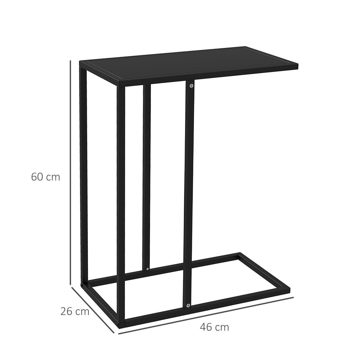BEISTELLTISCH 46/26/60 cm in Schwarz aus Stahl in C-Form - Schwarz, Metall (26/46/60cm) - Flora Grace