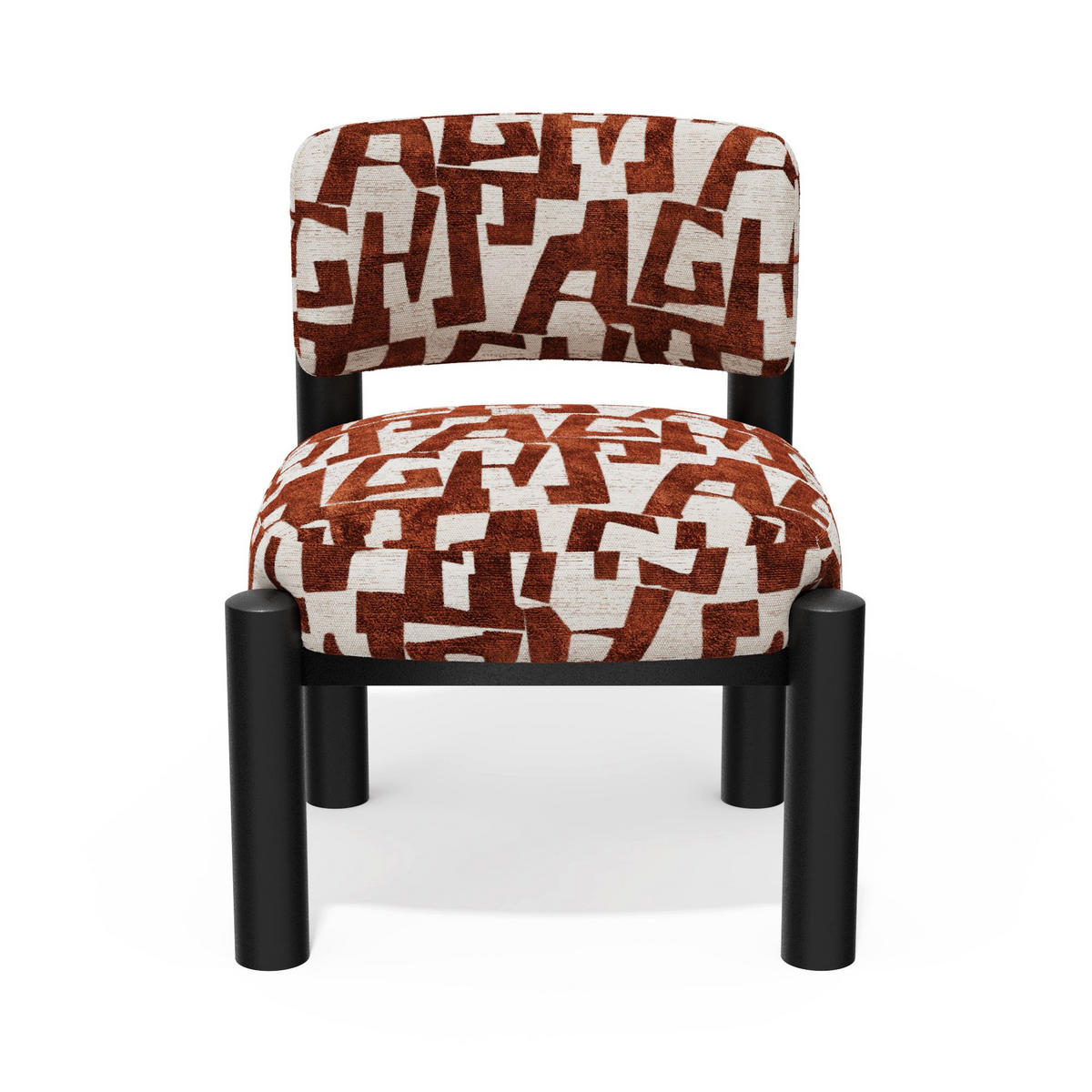 SESSEL ELY Strukturierter Stoff mit Muster Terrakotta 60.5cm - Dunkelorange/Terracotta, Textil (60.5/74.5/62cm) - Premium Interiors
