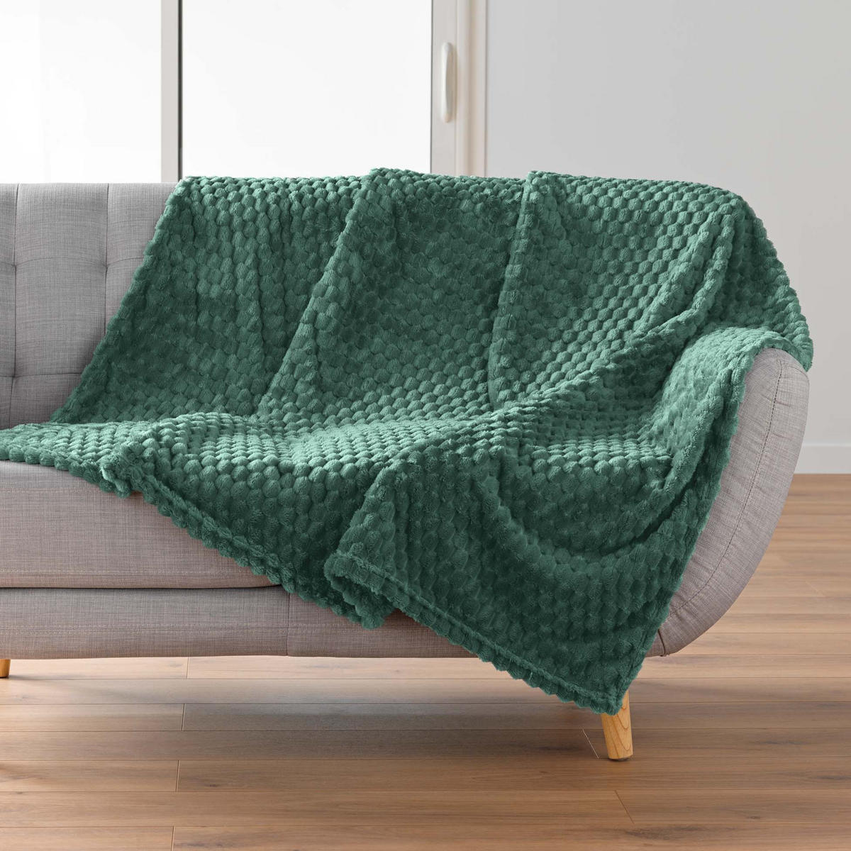 TAGESDECKE aus Flanell Frosty 150/125/0,5 cm - Grün, Textil (125/150cm) - Douceur d´intérieur