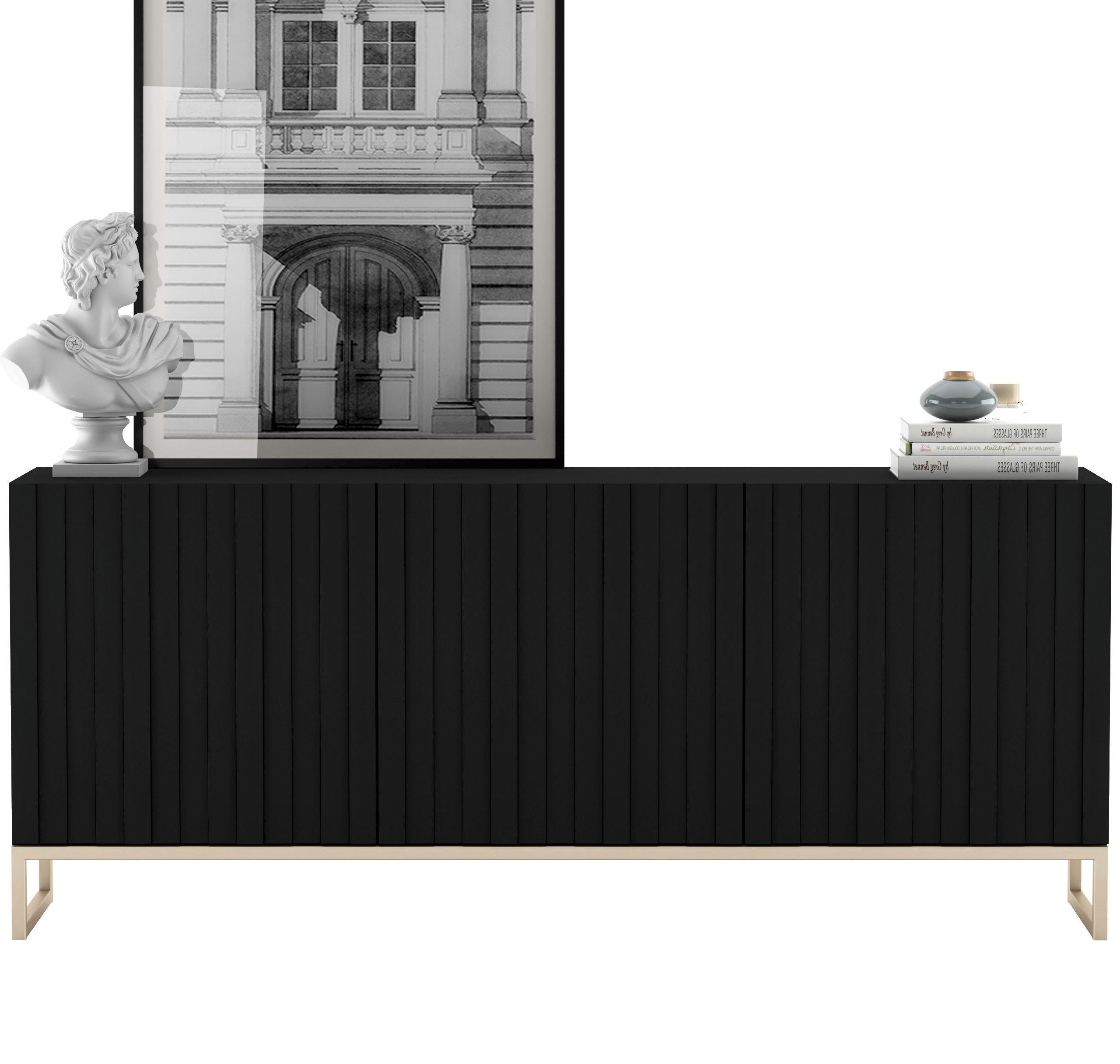 Meble Lindner Kommode Schwarz 168x72x36.5 cm