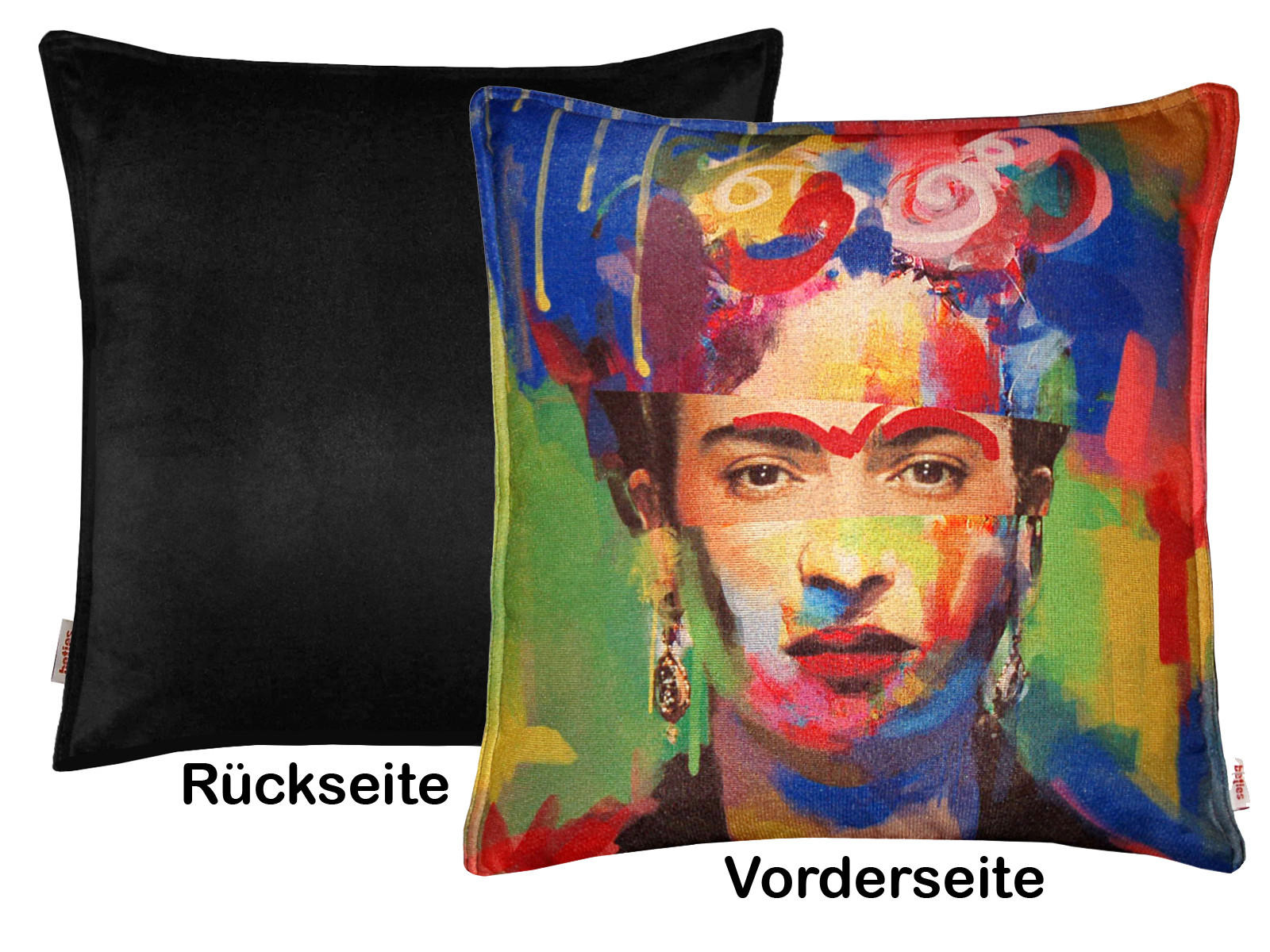 WENDE-KISSENHÜLLE POP-Collection Frida Gobelin/Samt bunt-schwarz 45/45 cm - Multicolor/Grün, Textil (45/45cm) - beties Heimtextil