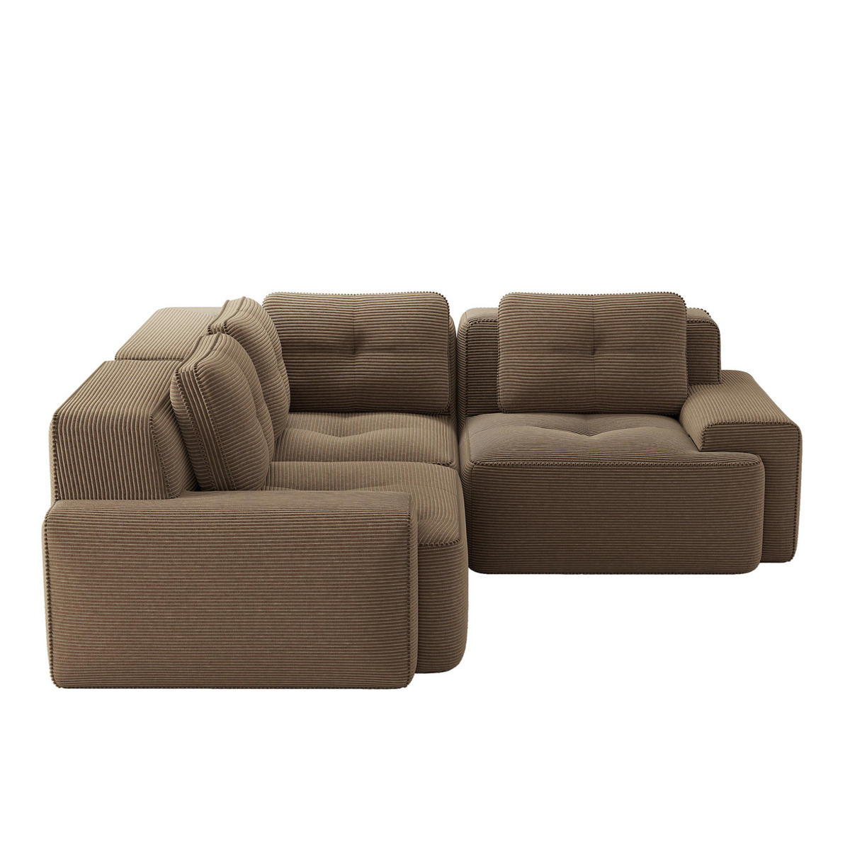 ECKSOFA 208/177/69 cm braun aus Cord mit modularem Design und rutschfestem Standfuß - Braun, Textil (104/177cm) - OKWISH