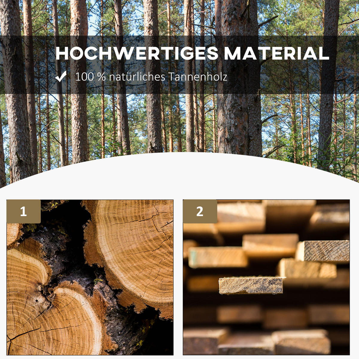 GARTENBANK, Wetterfest, Sitzbank, Gartenmöbel, Rustikale Bank, Holz, Natur - Fichtefarben, Holz (50/39.5/98cm) - Outsunny