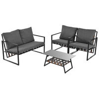 GARTENLOUNGE 114/57/80 cm schwarz aus PVC mit Couchtisch und Kissen - Schwarz, Kunststoff - OKWISH