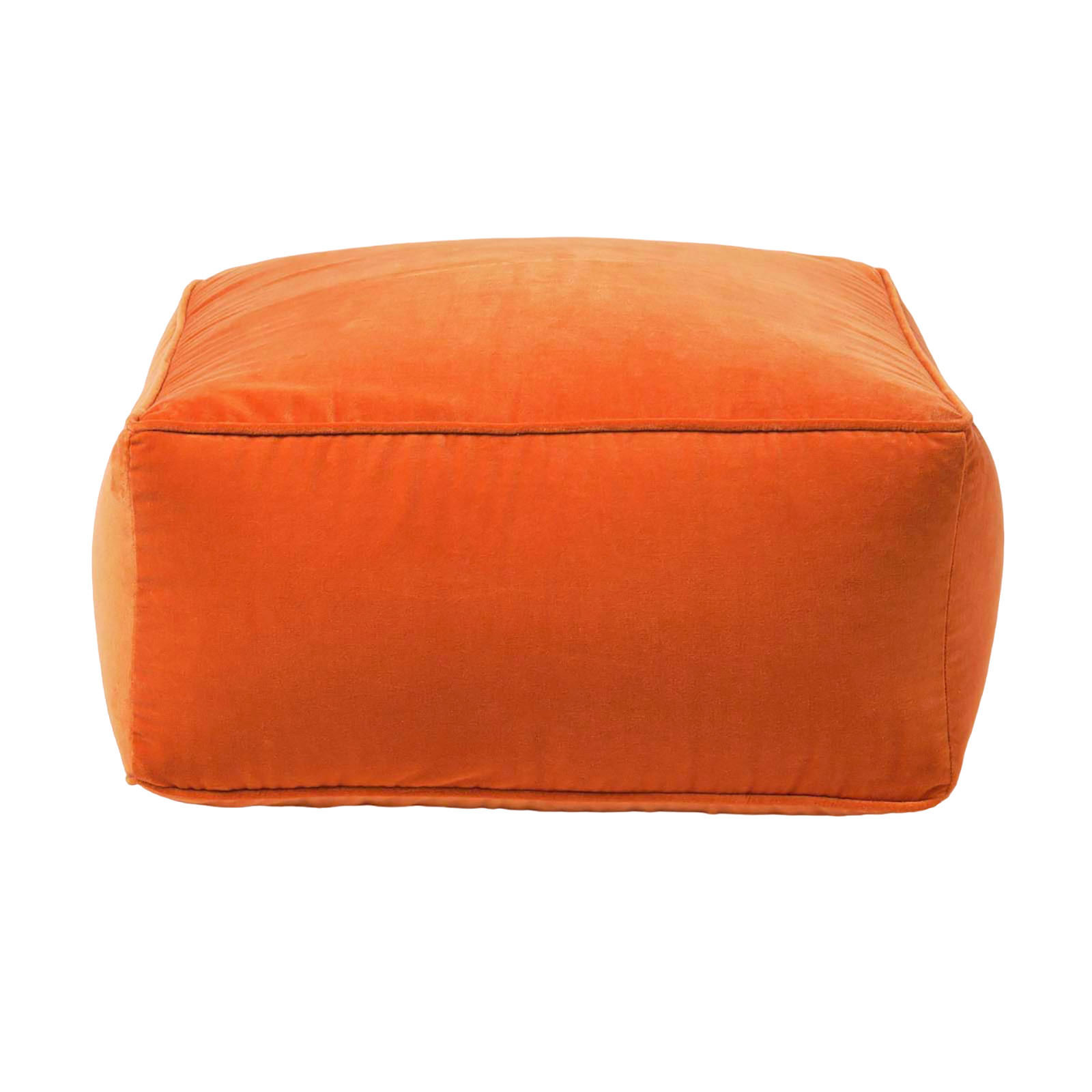 SITZPOUF orange mit Samt-Bezug, 60/60/27 cm - Orange, Textil (60/27/60cm) - Homescapes