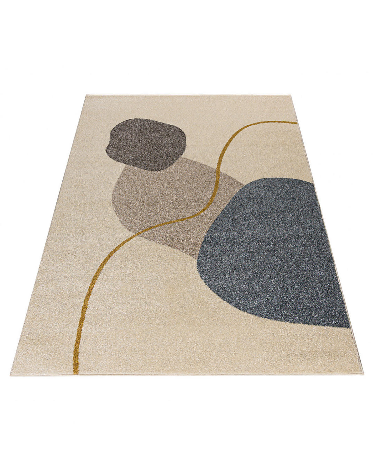 TEPPICH Beige Geometrisch In-Outdoor Pflanzlich Kurzflor Rechteckig 80 x 150 cm - Beige/Blaugrau, Textil (80/150cm) - Mazovia