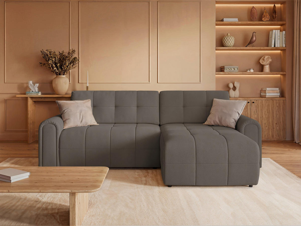 ECKSOFA Simolla Taupe rechts - Graubraun/Schwarz, Kunststoff/Textil (180/268cm) - Selsey
