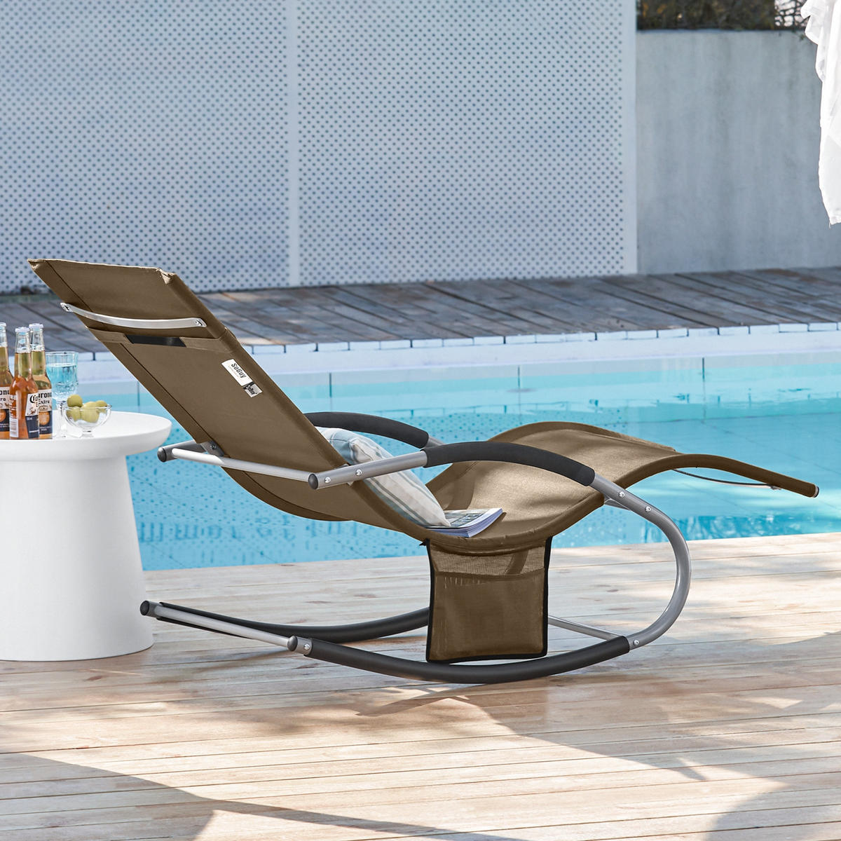 SONNENLIEGE 2er Set Braun - Braun, Metall (63/83/150cm) - SoBuy