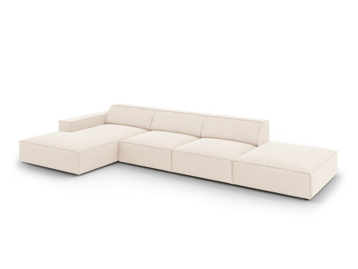 ECKSOFA links Jodie aus Samt leichtes beige 5 Sitzplätze - Beige, Textil (166/341cm) - Micadoni