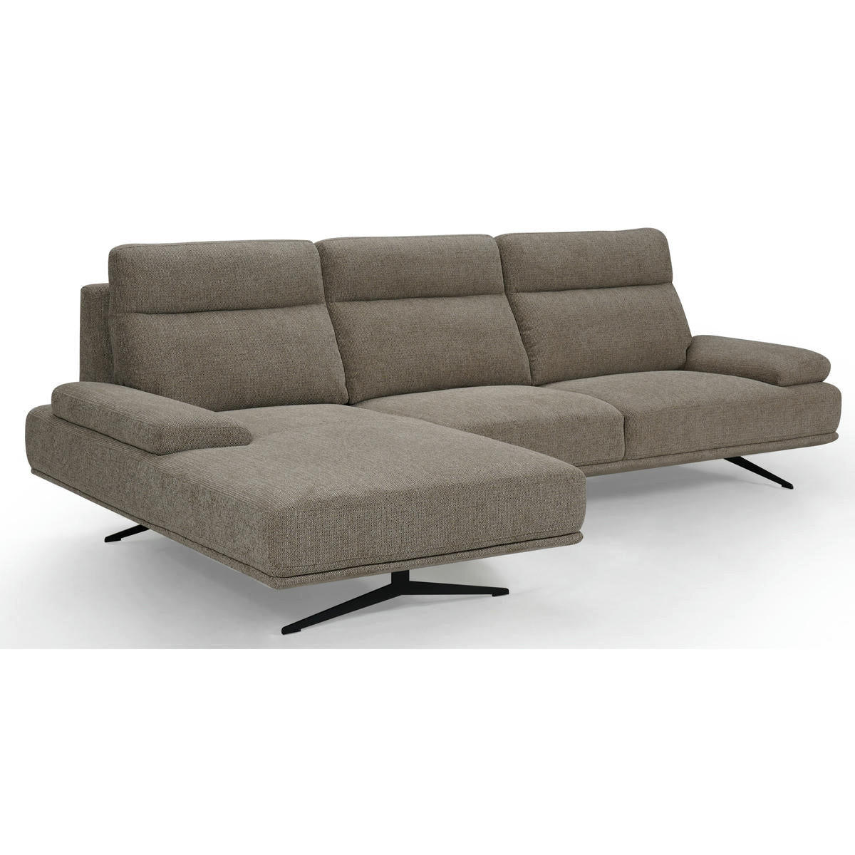 ECKSOFA Webstoff Braun - Schwarz/Braun, Textil/Metall (304/176cm) - Furnhouse
