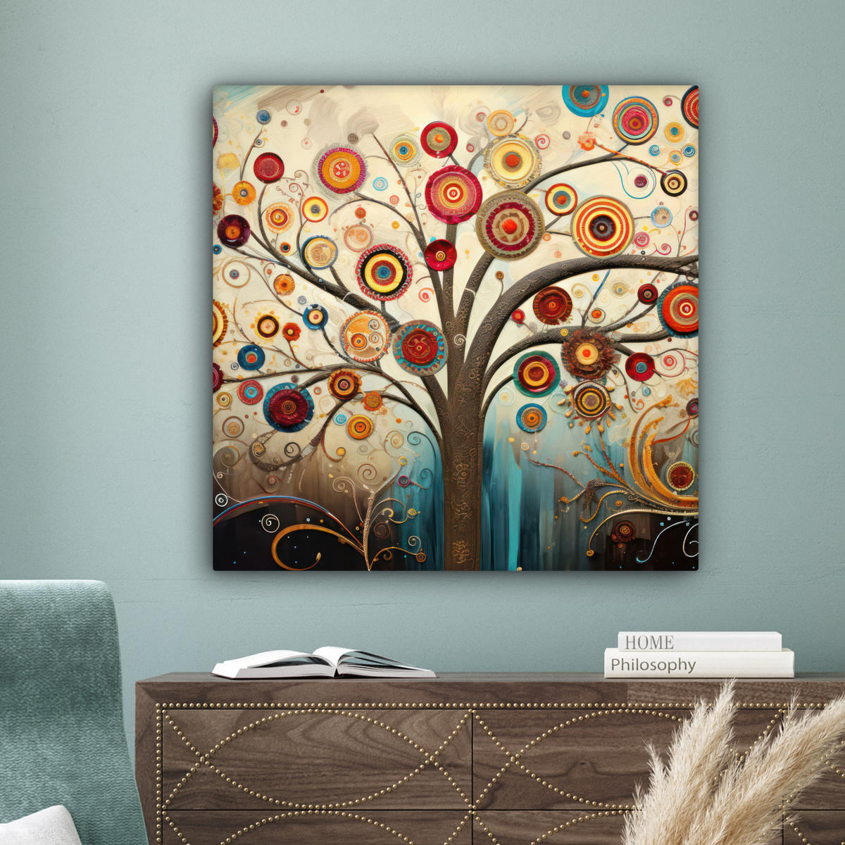 LEINWANDBILD Baum - Baum des Lebens - Farbe 90x90 cm - Braun, Textil (90/90cm) - MuchoWow